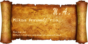 Miksa Annamária névjegykártya